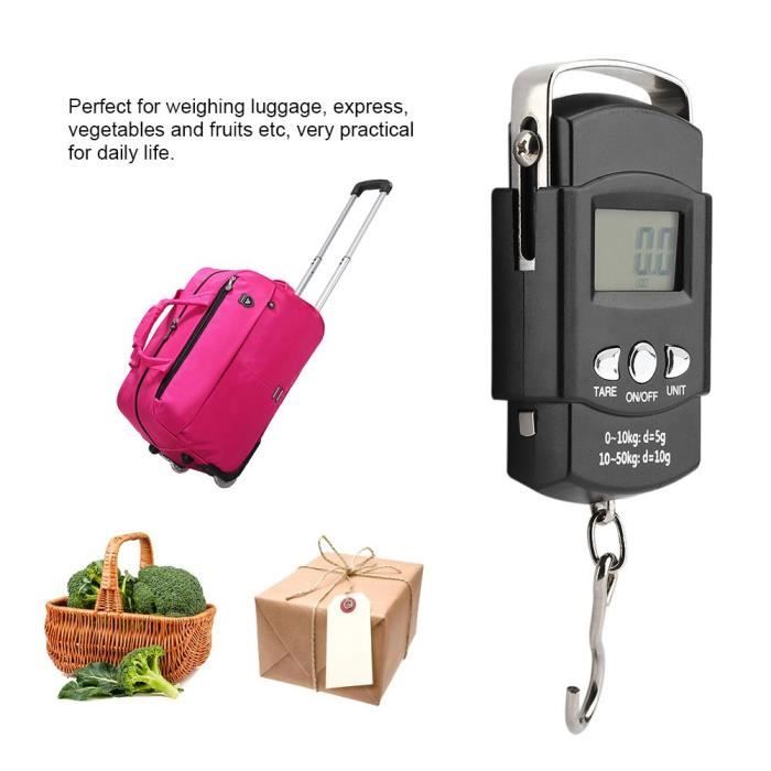 Balance Numérique De Pêche 50 Kg - Précision 10 G - Avec Mètre Ruban Et Pince à Lèvre - Écran LCD Rétroéclairé - Vert - 9