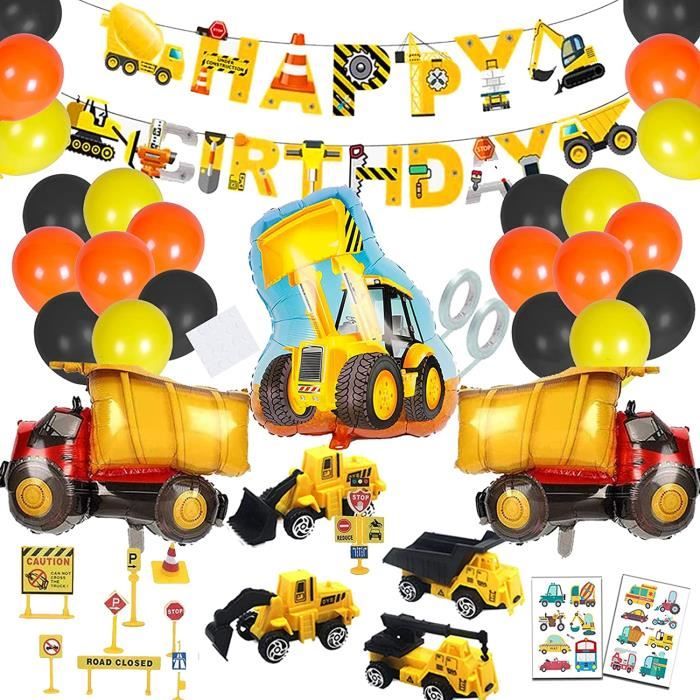 Deco Anniversaire Garcon Kit Anniversaire Ballon Banderole Joyeux Anniversaire Decoration Garcon 1 2 3 4 10 Ans Camion Chantier Cars Cdiscount Maison