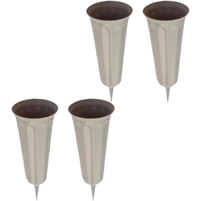 2 Vases De Cimetière En Polypropylène - 25cm Noir - Imperméable Et UV Résistant