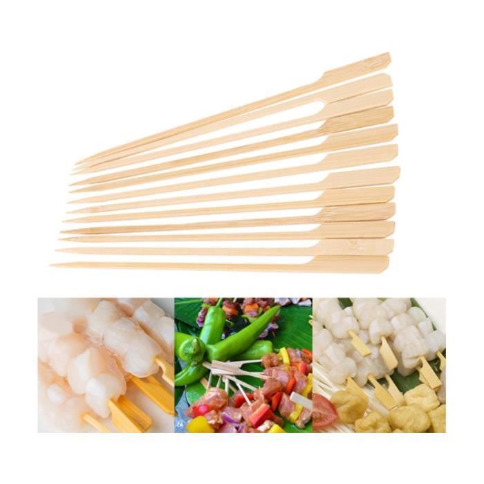 200 Brochettes Bambou Plates 18cm - Pour Barbecue, Brochettes, Cocktails, Fruits - Naturel, Réutilisables