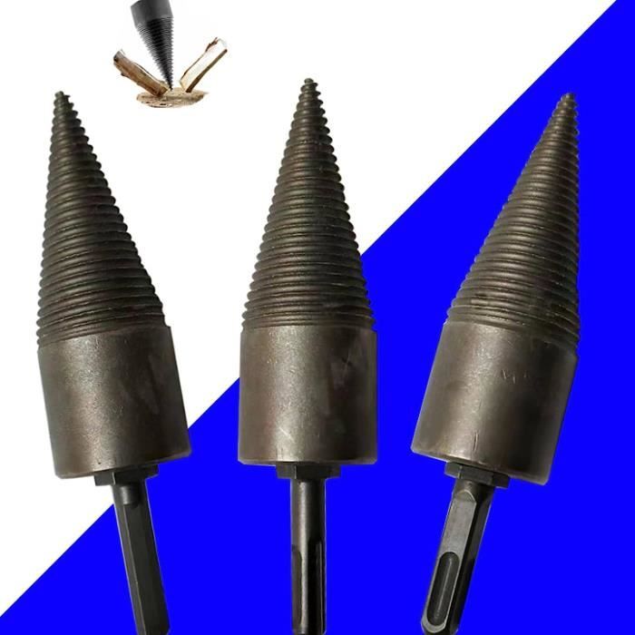 Kit 2 Forets Fendeurs De Bois + 4 Poignées - Diamètres 32 Mm Et 42 Mm - Acier Carbone Traité - Pour Perceuse - 12