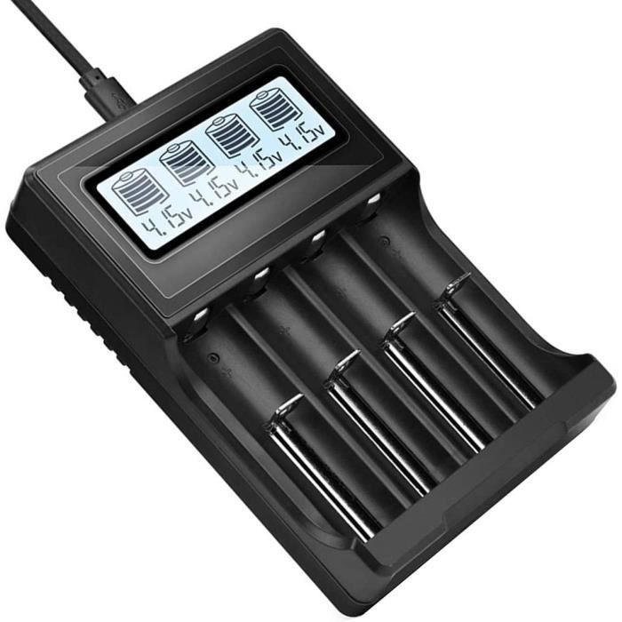Chargeur Intelligent 4 Emplacements AA AAA Avec Écran LCD - USB Eeuye