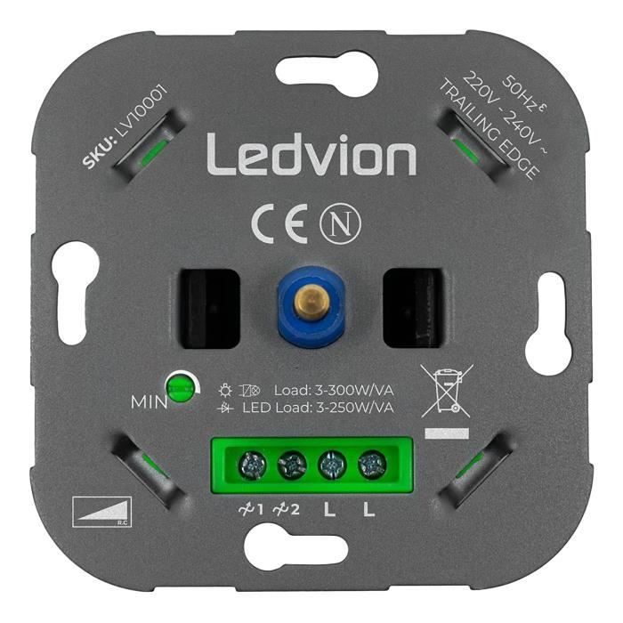 Gradateur LED 3-250 Watt, 220-240V, Interrupteur Variateur pour Éclairage  Led à Bouton Unique, LED 3-250 Watt