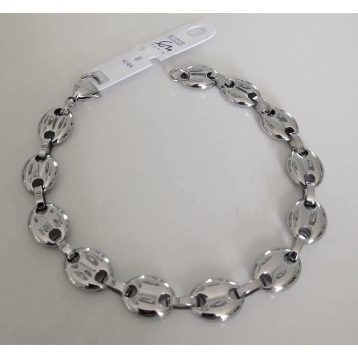Du Sablon Bracelet Graine De Café Acier Inoxydable | Argent/Or/Noir | Unisexe 22cm