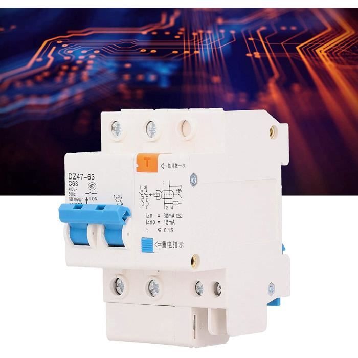 Disjoncteur Différentiel 63A 30mA DZ47LE-63 - 2P+N - Protection Fuite, Surtension - Pour Maison