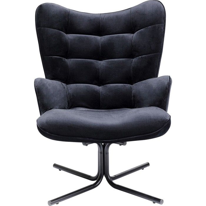 Fauteuil pivotant Oscar velours noir Kare Design Fauteuil pivotant Oscar velours noir Kare Design
