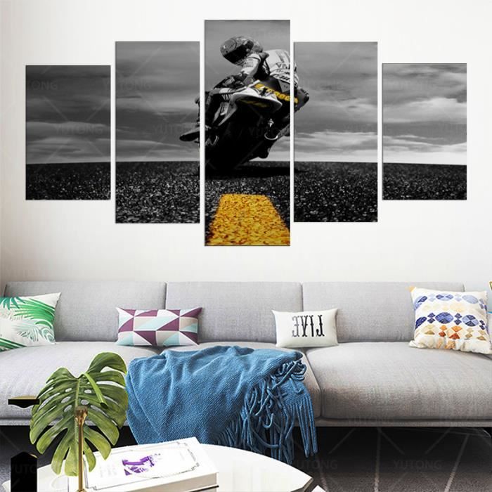 Valentino Rossies Affiche Impression sur Toile Moto Peinture à l'aquarelle pour Salon décoration de la Maison intérieur Mural cadeau-60x90 cm x1 Pas de Cadre