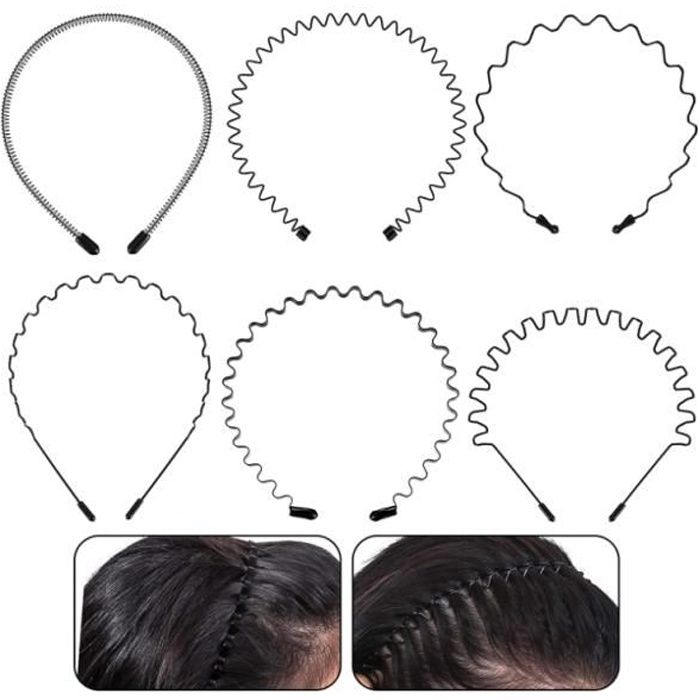 6 Pièces Bandeaux de Cheveux, Serretête en Métal Ondulés Élastique