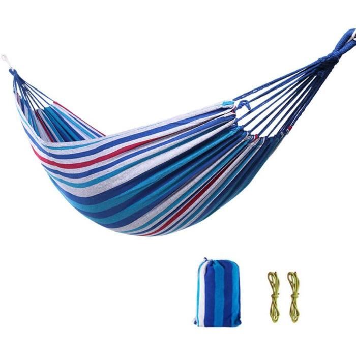 Hamac de Voyage Respirant Portable Toile dim. 2L x 1l m Coton Polyester Multicolore - Outsunny - Gamm vert