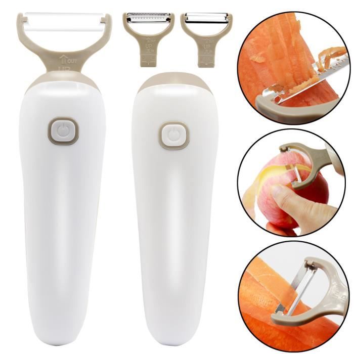 Éplucheur Électrique - Non spécifié - 3 en 1 - 3 Lames en Acier Inoxydable - USB Rechargeable - Ergonomique