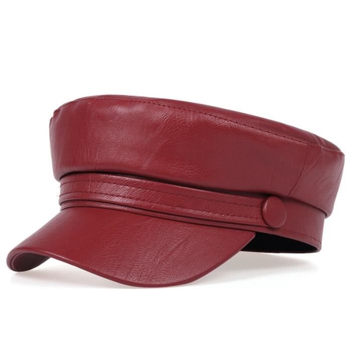 Chapeau Newsboy Femme 8 Panneaux Cuir PU - Casquette Baker Boy Vintage Noire