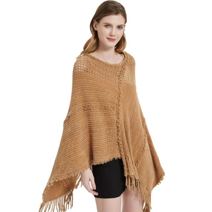 Poncho Châle Femme Écharpe Cape Épaissie Elégant Chaud Hiver Grand