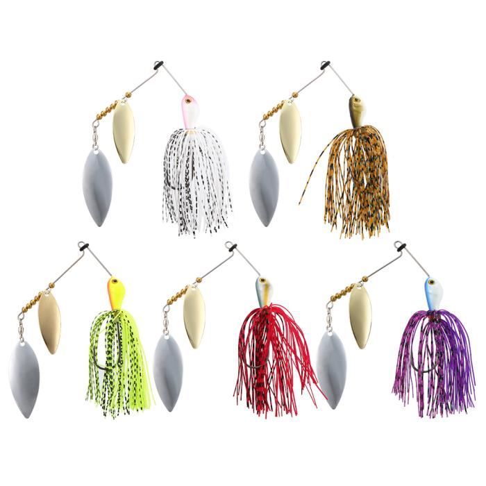 LENPABY 5 Cuillères Spinner – 8.7 Cm, 18g, Hameçons Triples, Yeux 3D – Pour Truite, Brochet, Bass