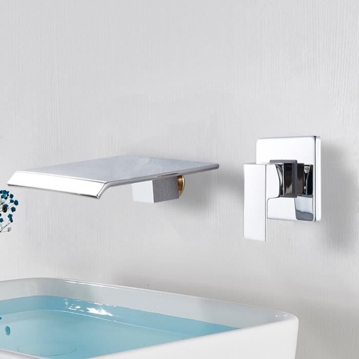 Robinets de lavabo, robinet de lavabo de salle de bain élégant en laiton argenté, robinets