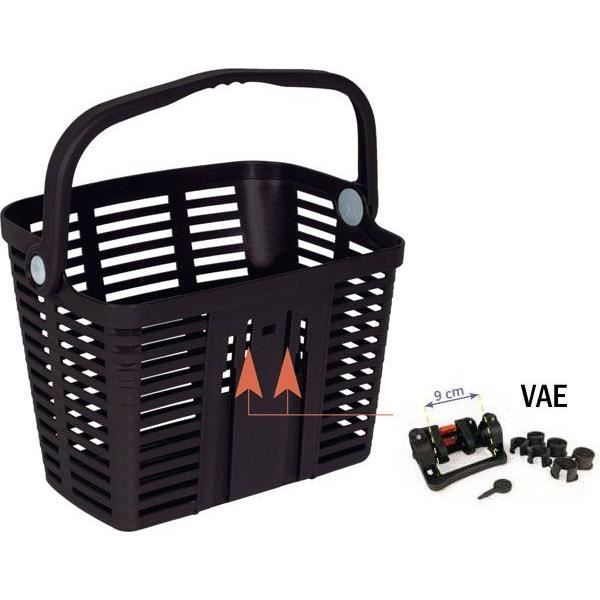 Panier plastique Plaza XL noir - Bellelli - Fixation pour VAE - 34x18x25
