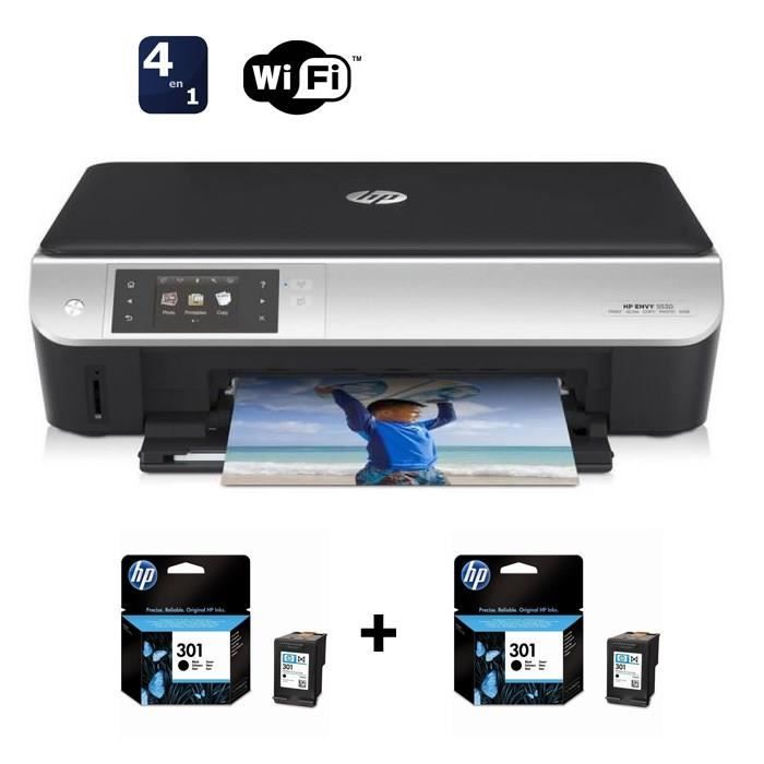 Pack HP Imprimante Envy 5530 + 2 cartouches d'encre noire HP301