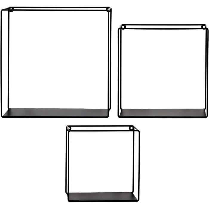 6 Vis et Vis Auto-adhésive Incluses pour Le Montage Plante Artificielle en Pot Lot de 3 étagères Flottantes Montées pour Décorations Style Industriel-Blanc Etagères Murales en Métal Cadres Photo