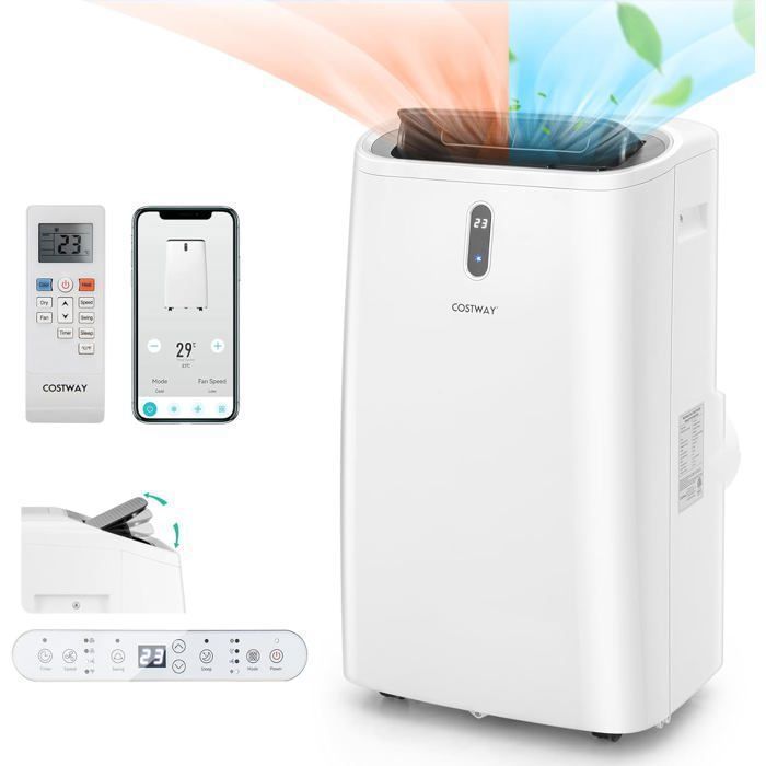 Climatiseur Mobile Chauffage 14000BTU 4,1KW R290 Contr&ocirc;l&eacute; sur APP