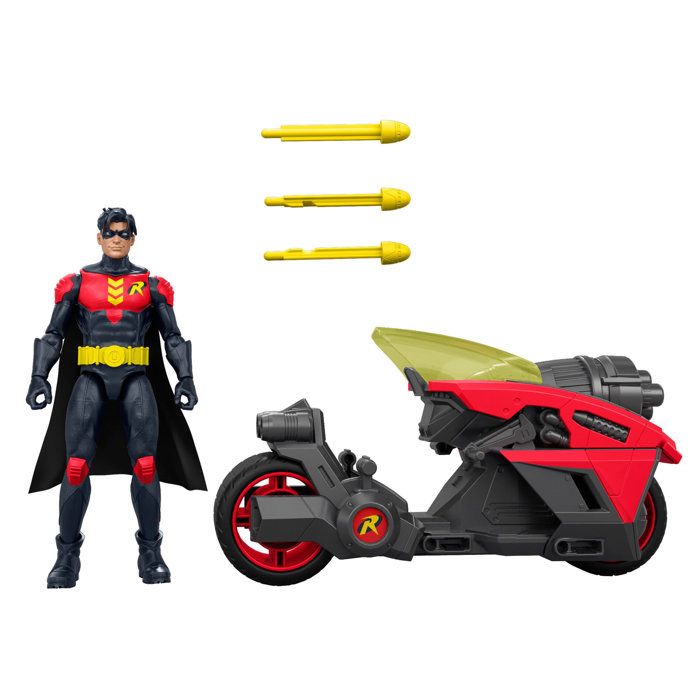 Mattel DC Comics DC Premier-Figurine Robin-16,5 cm avec moto Batlink