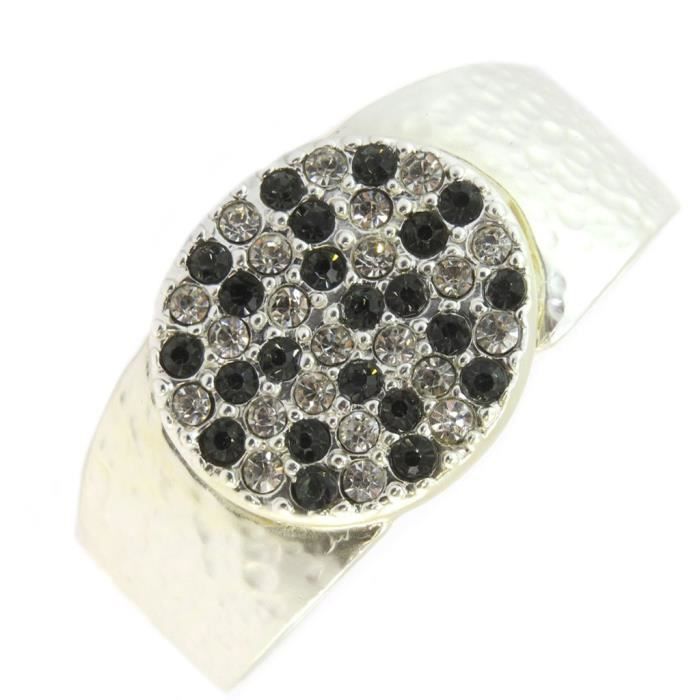 bracelet créateur 'illuminations' gris blanc argenté - 33x28 mm [p6363]