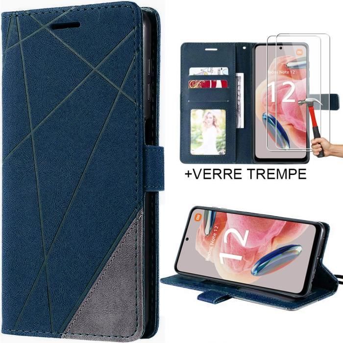 Coque Portefeuille + 2 Verres Trempés Pour Xiaomi Redmi - Modèles 13C, 12C, Note 11/12, Aimantée