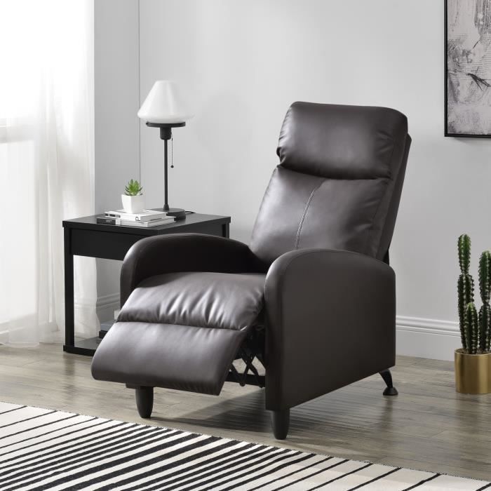 Fauteuil Relaxant Bregenz Inclinable et Repose-Pieds Similicuir Marron