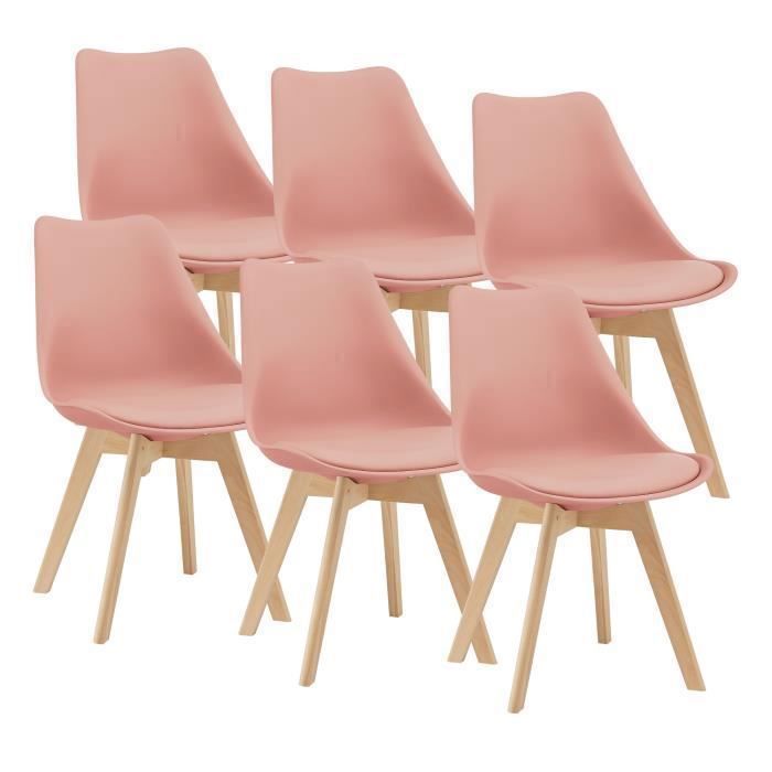 Lot de 6 chaises de salle à manger Fläten similicuir rose