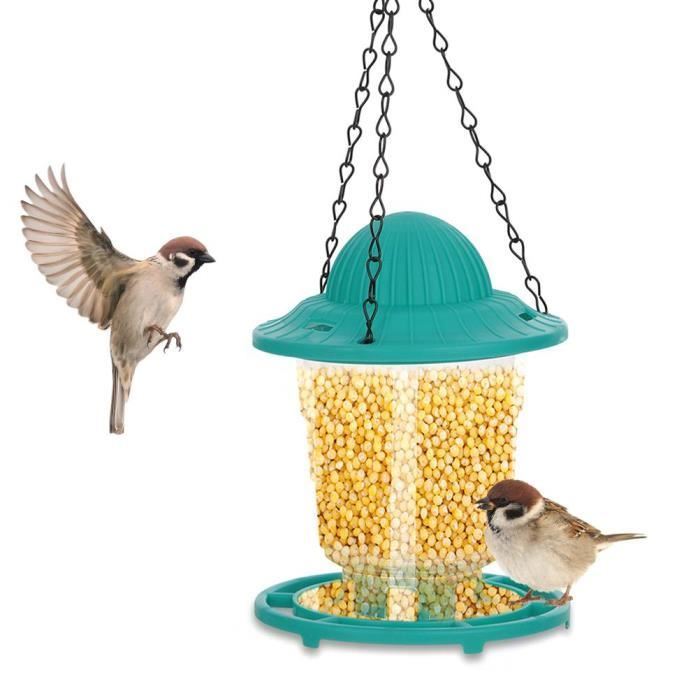 Mangeoire à oiseaux solaire, mangeoires à graines suspendues pour oiseaux,  extérieur avec bac à graines, 