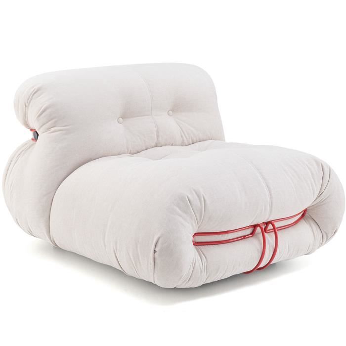 canapé relax clic-clac design cercle en acier chromé fixation sofa de relaxation mousse de polyuréthane canapé blanc - furgle