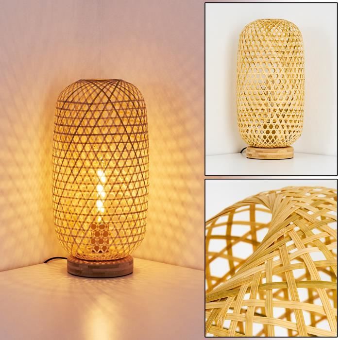 Lampe de table - HOFSTEIN - Bergeggi - Bambou naturel - Design scandinave - 1 x E27 Lampe de table - HOFSTEIN - Bergeggi - Bambou naturel - Design scandinave - 1 x E27