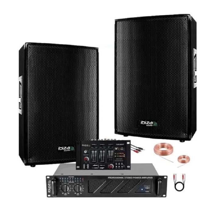 Pack Sono 3000w - Ampli 1600w - Enceintes 2x700w - Table de Mixage USB BLUETOOTH - PA DJ MIX BAR CLUB DANSE ZUMBA FITNESS