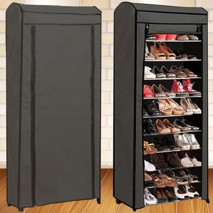 Etagere Range Chaussures 30 Paires Eco Avec Housse Grise Achat Vente Meuble A Chaussures Etagere Range Chaussures 30 Soldes Cdiscount