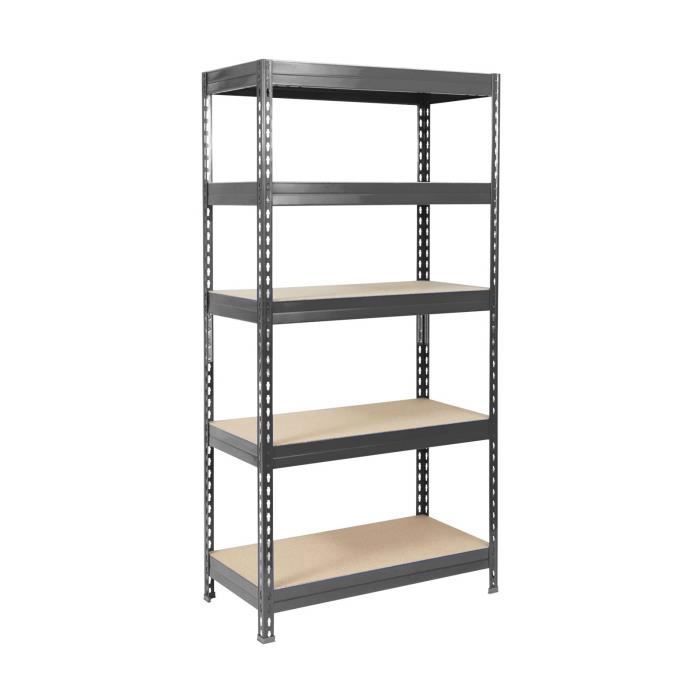 Étagère métallique de Rangement renforcée à Charge Lourde 5 Étages Gris anthracite 180 x 90 x 60 cm Charge Max : 875 kg
