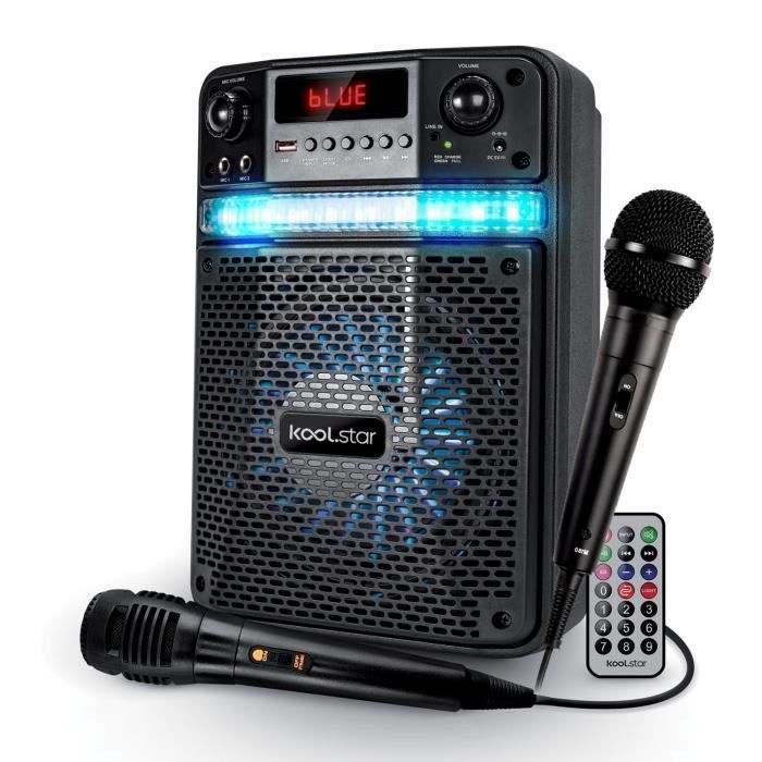 COLORBABY – Enceinte Karaoké 80 W Avec Microphone – Lumières RVB, TWS Stéréo, USB, MicroSD, Radio – Batterie Rechargeable – Portable 19x15x16 Cm – 47893