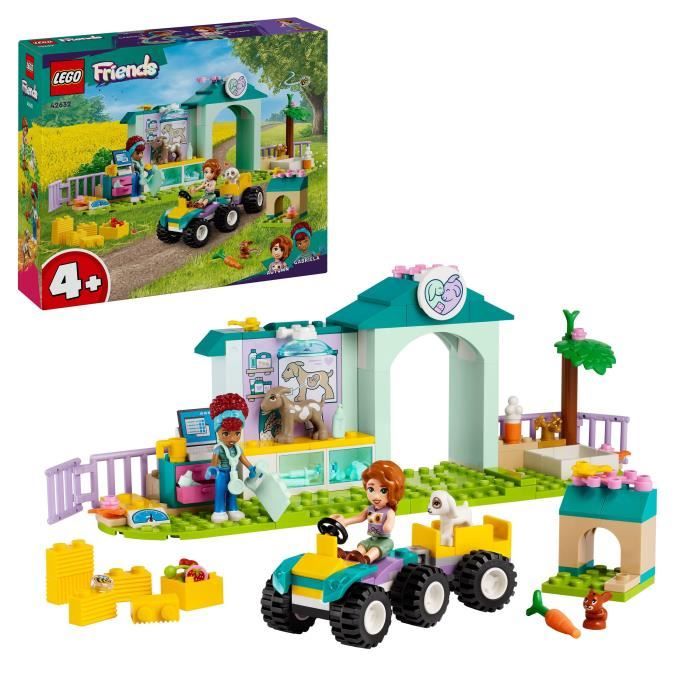 lego® 42632 friends la clinique vétérinaire des animaux de la ferme, jouet avec 2 figurines et 3 animaux, cadeau enfants