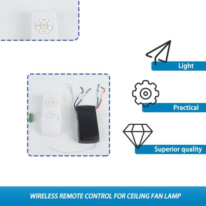 Kit Télécommande Sans Fil Pour Ventilateur De Plafond Avec Lampe - RF433, 220V, 1000W Max