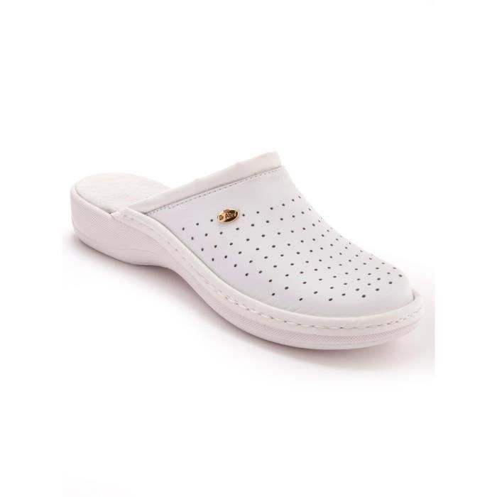 Mules Femme Marque Ultra legeres en cuir Blanc Cdiscount Chaussures