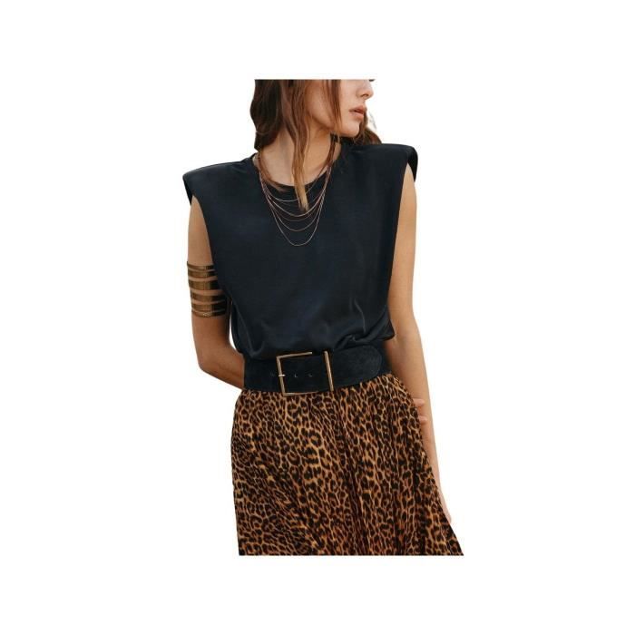 Ceinture Large Noire En Tissu Et Boucle Chrome – Taille M, 100% Coton, état Neuf, Pour Femme !