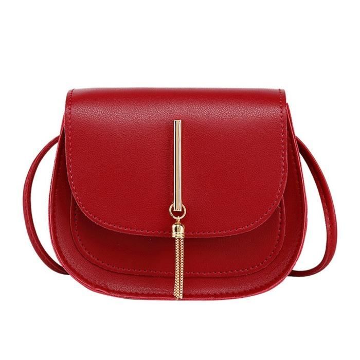 Sac Bandoulière Femme Dasein Noir - Cuir Végétalien Avec Glands Et Fermeture Éclair, 26x19x10 Cm