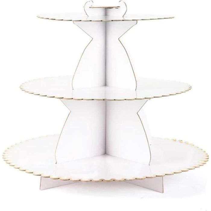 Presentoir A Gateaux 3 Etages 33cm Blanc Paris Prix Cdiscount Maison