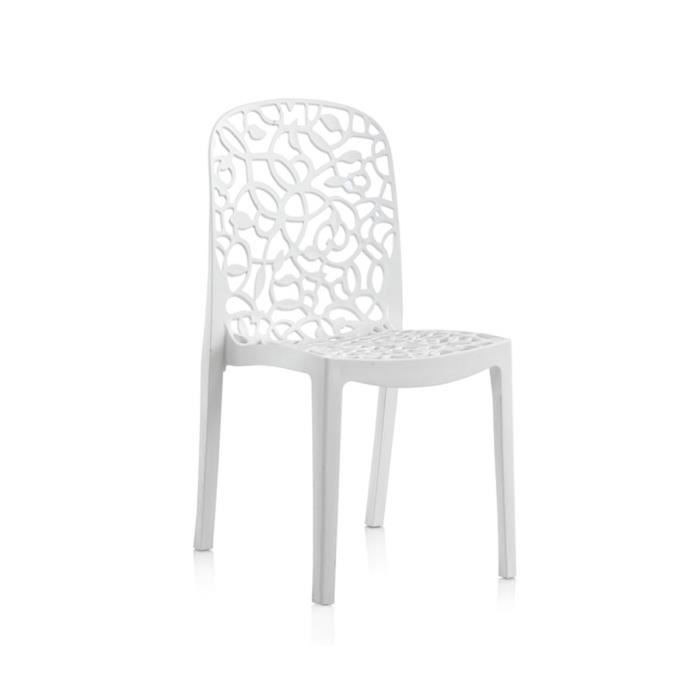 6 chaises de table-salle à manger - cuisine - interieur-exterieur en résine blanc - Longueur 47 x Profondeur 50 x Hauteur 87 cm 6 chaises de table-salle à manger - cuisine - interieur-exterieur en résine blanc - Longueur 47 x Profondeur 50 x Hauteur 87 cm