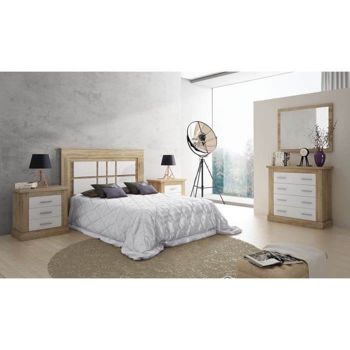 Ensemble Tête De Lit + 2 Tables De Chevet – Style Scandinave, Finition Cambria & Graphite, Dimensions 220x50x35 Cm
