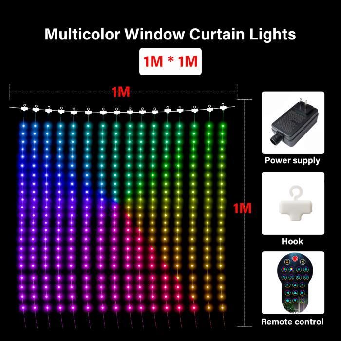 Guirlande Lumineuse Rideau LED RGB 400LED 1M x 1M Intelligent APP