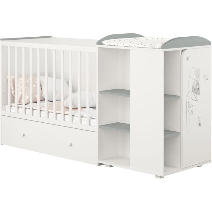 Polini Amis Zen Lit Combine Evolutif Amis Blanc Gris De 60x1 Cm A 90x190 Cm Cdiscount Puericulture Eveil Bebe