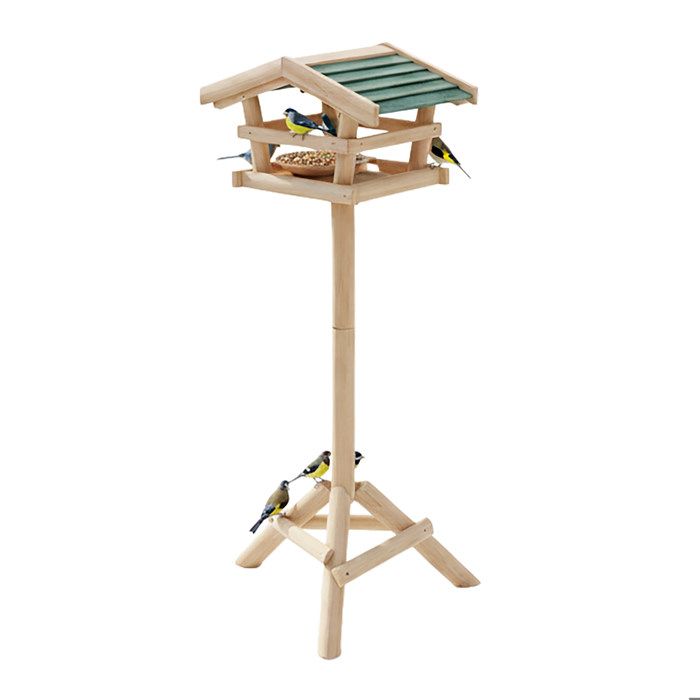 Comparer les prix de Relaxdays Cabane à oiseaux avec pied Support Décoration de jardin Mangeoire en bois Déco H x l x P: 100 x 37 x 43 cm, avec toit