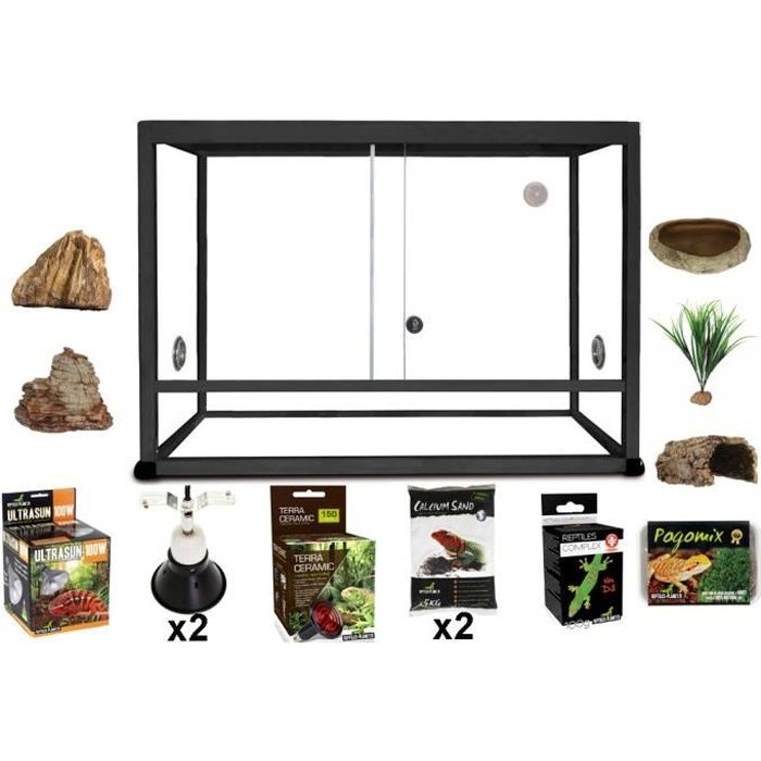 REPTILES PLANET Terrarium Aluminium Elégance 30 x 30 x 45 cm Noir