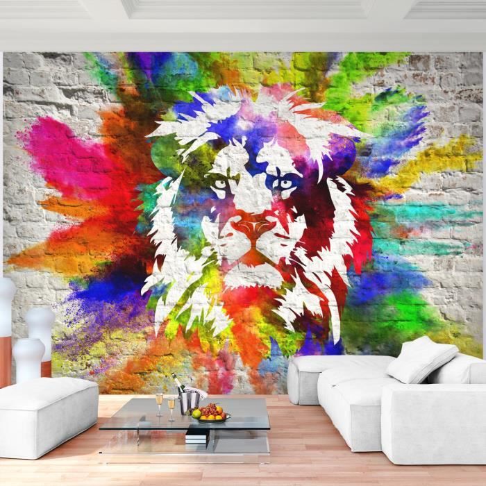 Gratuit Images Tapisserie Tableau Toile Photo Lion Colore 352 X 250 Cm Laine le plus cool par
