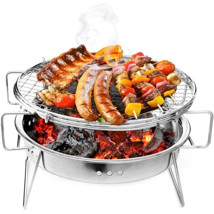 Barbecue Charbon Portable En Acier Inoxydable - Gril Pliant, Dimensions 73x28x76 Cm, Idéal Camping, Pique-nique