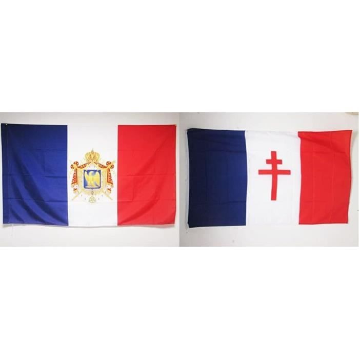 Drapeau De Table Armes Napoléon III - 15x15 Cm - Polyester - Avec Hampe 25 Cm Et Socle Noir - AZ Flag - 10