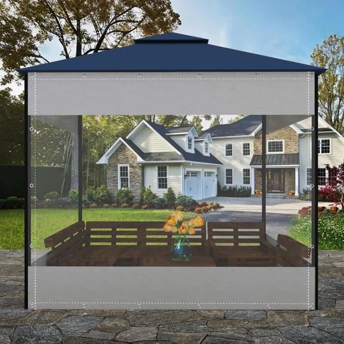 Bâche Transparente Imperméable 2.5x3 M - PVC 650 G/m² - Avec œillets Tous Les 30 Cm - Pour Terrasse, Balcon, Serre - 8